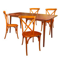 ราคา reaw ชุดโต๊ะ1 เก้าอี้4 checko chair & oval table สีย้อมสัก 4 ที่นั่ง เติมหัวท้ายอีก 2 ที่นั่ง (10265499)