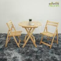 ราคา Baanmainicha ชุดโต๊ะกาแฟ โต๊ะอาหาร พับได้ 2 ที่นั่งโต๊ะ1+เก้าอี้2 ชุดโต๊ะกาแฟ (กลม) 60cm (10444152)