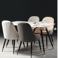 ราคา shira - ชุดโต๊ะท็อปหินอ่อน จัดชุดพร้อมเก้าอี้หนัง PU 4 ตัว โต๊ะ W140*D70*H75cm จัดชุดพร้อมเก้าอี้4ตัว (10478046)