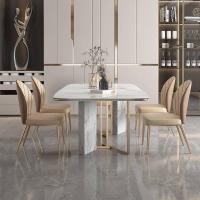 ราคา ชุดโต๊ะอาหารหินอ่อนสังเคราะห์ Marble Set PJ026 หน้าโต๊ะหินอ่อน ขนาด180*90*75ซม. เก้าอี้ ขนาด 50*62*86 ซม.(6 ตัว) (10723059)