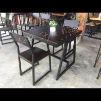 ราคา Loft Style Wood ชุดโต๊ะขา A ขอบเหล็ก พร้อมเก้าอี้พนักพิงไม้ 4 ตัว ขนาด 80x120x75 cm โอ๊คดำ (10738749)