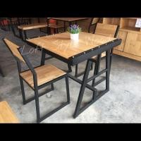 ราคา Loft Style Wood ชุดโต๊ะขา A ขอบเหล็ก พร้อมเก้าอี้พนักพิงไม้ 4 ตัว ขนาด 80x120x75 cm ไม้สัก (10738752)