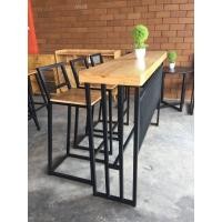 ราคา Loft Style Wood ชุดโต๊ะตาข่ายหน้าขอบไม้ พร้อมเก้าอี้บาร์ไม้ 3 ตัว ขนาด 40x150x100 cm ธรรมชาติ (10738871)
