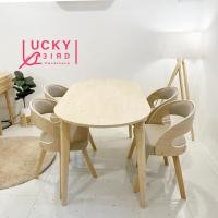ราคา luckybird furniture ชุดโต๊ะอาหารมินิมอล 4 ที่นั่ง เก้าอี้หมุนได้ 150 x 80 ธรรมชาติ (10992901)