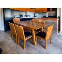 ราคา MB Teak ชุดโต๊ะไม้สักเก้าอี้บุเบาะ รุ่นSKU-00256 สีสักทอง (12020355)