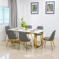 ราคา ชุดโต๊ะกินข้าวหินอ่อน รุ่น emma & julia เก้าอี้ 6 ที่นั่ง ขาทอง (12189706)