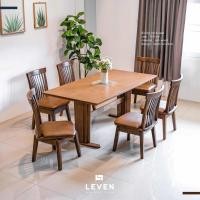 ราคา levenชุดโต๊ะอาหารไม้ยางพารา รุ่น เอคโค่ echo พร้อมเก้าอี้ 6 ที่นั่ง สีเข้ม (12310224)