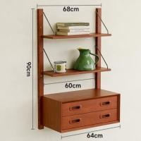 ราคา Morningdewhomey.bkk ชั้นวางของติดผนังไม้เข้าชุด สไตล์วินเทจ-มินิมอล ตกแต่งบ้านให้เป็นมุมโปรด 4 (68*20*90cm) (12752979)