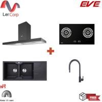 ราคา EVE เครื่องดูดควัน HC-SHADOW-90 + เตาแก๊ส FURY 2B + ซิงค์ล้างจาน EUROSTONE 1160/500 + ก๊อกน้ำ AZTAC II BLACK ฟรีท่อยืด 1.5 เมตร อื่นๆ ดำ (10633025)