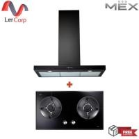 ราคา MEX เครื่องดูดควันกระโจมทรงกล่อง สีดำ รุ่น K633B90 + เตาแก๊ส รุ่น V7812MHR ดำ (10934468)