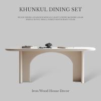 ราคา Iron Wood House โต๊ะอาหารไม้ยางพารา โต๊ะหินอ่อน สไตล์มินิมอล luxury โต๊ะกินข้าว 4-6 ที่นั่ง 160 CM ท็อปไม้สีขาว (12755283)