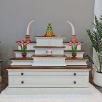 ราคา Klong 9 Furniture โต๊ะหมู่บูชาไม้ยางแท้ รุ่นนั่งกราบ ไม้สีเข้ม White(สีขาว) W120xH85xD60 cm. (10371473)