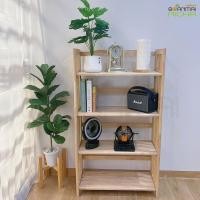 ราคา Baanmainicha ชั้นวางของ ชั้นไม้พับได้ 4 ชั้น ชั้นวางของไม้ยางพารา 30x70.5x125 cm. สีธรรมชาติ 4 ชั้นพับ (10444113)