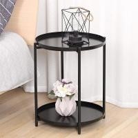 ราคา โกลบอลเฮ้าส์ DELICATO โต๊ะถาดกลม 2 ชั้น รุ่น KF012BK กxยxส 42x42x52ซม ดำ (10542730)