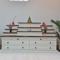 ราคา Klong 9 Furniture โต๊ะหมู่บูชาไม้ยางแท้ รุ่นนั่งกราบ ไม้สีเข้ม W180xH100xD60 cm. White(สีขาว) (10786184)