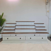 ราคา Klong 9 Furniture โต๊ะหมู่บูชาไม้ยางแท้ รุ่นนั่งกราบ ไม้สีเข้ม White(สีขาว) W180xH85xD60 cm. (10786186)