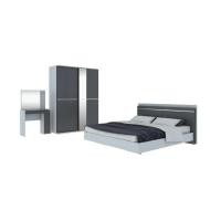 ราคา Index Living Mall Official ชุดห้องนอน รุ่น ESTIMA ขนาด 5 ฟุต พื้นเตียงทึบ (ตู้เสื้อผ้า 4 บานประตู + โต๊ะเครื่องแป้ง) สีเทาอ่อน ไม้โอ๊ค 5 ฟุต (10809878)