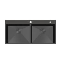 ราคา KOCH KITCHEN อ่างล้างจาน 2 หลุมไม่มีที่พัก 50x100x23 ซม. HM-10050BL2 สีดำ สีดำ สีดำ (10856480)