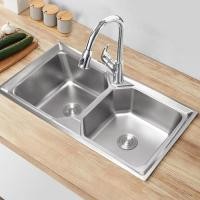 ราคา CLOSE อ่างล้างจานขอบฝัง 2 หลุม ไม่มีที่พัก SUS304 100x48x22 ซม. ST2-10048 สีเงิน สีเงิน (10863805)