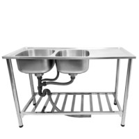 ราคา CROWN อ่างล้างจานพร้อมขาตั้ง 2 หลุมมีที่พัก 120x50x21 ซม. SS2-12050 (1/2) สีสแตนเลส สีสแตนเลส (10890931)