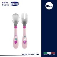 ราคา Kiddo Pacific Chicco ชุดช้อน ส้อมสเตนเลส Metal Cutlery 18M+ Girl classic normal (11014090)