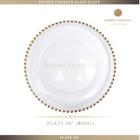 ราคา Dining Vaisselle - Sechez Charger Glass Plate จานเสิร์ฟแก้วขอบมุกสีทอง ผิวสัมผัสเงางาม โปร่งแสง 10" ขอบมุกทอง (12122891)