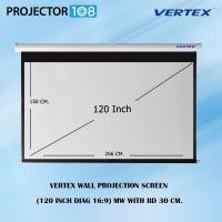 ราคา VERTEX Wall Projection Screen 120 Inch อัตราส่วน 16:9 (266 x 150 cm.) MW with BD 30 cm. (12300752)