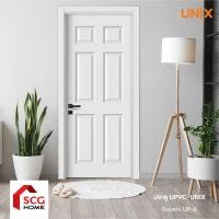 ราคา UNIX ประตู UPVC รุ่น Super+ ลาย UP6 ขนาด 80x200 ซม. สีขาว เจาะลูกบิด (12516563)