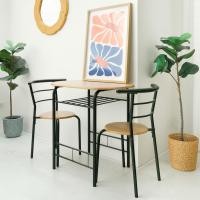 ราคา HAUS LIFE ชุดโต๊ะและเก้าอี้ทานอาหาร 2 ที่นั่ง สี Light Wood and Black Light wood and Black (12479086)