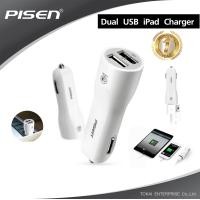 ราคา PISEN อะแดปเตอร์คู่ชาร์จไฟในรถยนต์ Dual USB iPad Car Charger 2A USB 5 โวลล์ ขาล็อคสปริง ชาร์จเร็ว ไม่ร้อน - สีขาว (12505191)