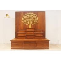 ราคา PF_Phrae | ตู้โชว์ ตู้พระ ตู้บูชาหมู่ไม้สักพร้อมฉากหลังแต่งใบโพธิ์แต้มทอง ขนาด180x90x200ซม. สีเนื้อไม้ (10768757)