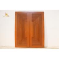 ราคา PF_Phrae | ประตูหน้าบ้าน ประตูไม้สักบานคู่ ลายซี่3มิติ 80X200ซม. สีเนื้อไม้ (10861119)