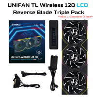 ราคา LIAN LI TL Wireless LCD 120 Reverse Black Triple Pack 3x120mm With L-Controller PWM FAN (12603643)