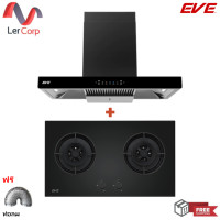 ราคา (Eve) เครื่องดูดควันติดผนัง HC-JETBLACK-90 + เตาแก๊สแบบฝัง HB78-2BCC/BG ฟรี ท่อลม 1.5 เมตร (12675764)