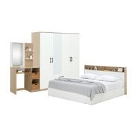 ราคา Furinbox ชุดห้องนอน รุ่นคาร์เนชั่น+ฟินซ์ (เตียง, ตู้เสื้อผ้า 4 บาน พร้อมกระจก, โต๊ะเครื่องแป้ง) - สีขาว/ธรรมชาติ ขนาด 6 ฟุต (12700299)