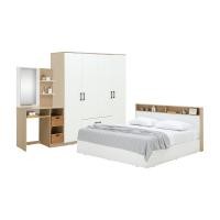 ราคา Furinbox ชุดห้องนอน รุ่นคาร์เนชั่น+ฟินซ์ (เตียง, ตู้เสื้อผ้า 4 บาน, โต๊ะเครื่องแป้ง) - สีขาว/ธรรมชาติ ขนาด 6 ฟุต (12700279)