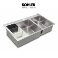 ราคา KOHLER Ladena 2 bowls kitchen sink อ่างล้างจานสเตนเลส 2 หลุม รุ่นลาเดน่า K-23846X-2HD-NA Normal (12683140)