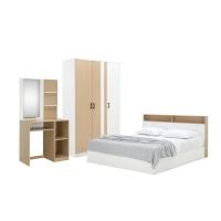 ราคา Furinbox ชุดห้องนอน รุ่นคาร์เนชั่น+แมกโนเลีย (เตียง, ตู้เสื้อผ้า 3 บาน, โต๊ะเครื่องแป้ง) - สีขาว/ธรรมชาติ ขนาด 6 ฟุต (12699874)