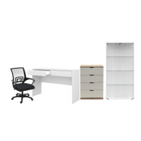 ราคา Koncept Furniture ชุดโต๊ะทำงาน รุ่น Pause & ตู้โชว์กระจกใส Bebby สีขาว แบรนด์ KONCEPT FURNITURE (12756380)