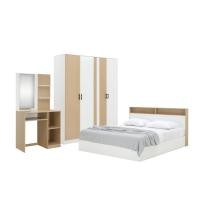 ราคา Furinbox ชุดห้องนอน รุ่นคาร์เนชั่น+แมกโนเลีย (เตียง, ตู้เสื้อผ้า 4 บาน, โต๊ะเครื่องแป้ง) - สีขาว/ธรรมชาติ ขนาด 6 ฟุต (12699847)