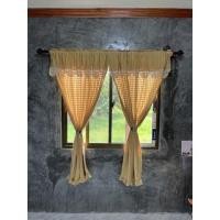ราคา TiwaHandmade ผ้าม่านหน้าต่างผ้าฝ้ายสีน้ำตาล ตกแต่งลูกไม้โครเชต์ชายบน จีบระบายชายล่าง กว้าง110สูง150ซม (12760780)