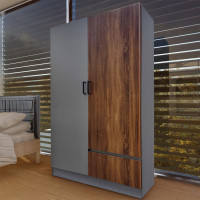 ราคา DELICATO ตู้เสื้อผ้า 120 ซม. รุ่น W-121 ขนาด 120X49X184 ซม. สีเทาผ้า/D.โอ๊ค (12775875)