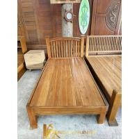 ราคา PF_Phrae | เตียงไม้สัก เตียงหัวซี่แบน ขนาด3.5ฟุต ขาโปร่ง (12783333)
