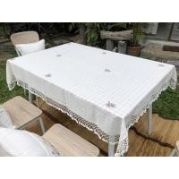 ราคา TiwaHandmade ผ้าปูโต๊ะ ผ้าฝ้ายสีขาวนวล ปักดอกไม้ + ถักโครเชต์รอบผืน งาน Handmade เหลี่ยม110x150ซม (12760734)