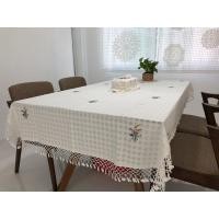 ราคา TiwaHandmade ผ้าปูโต๊ะ ผ้าฝ้ายสีขาวนวล ปักดอกไม้ + ถักโครเชต์รอบผืน งาน Handmade เหลี่ยม110x200ซม (12760739)