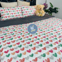 ราคา นอนอุ่น ผ้าห่มนวม ขนาด6ฟุต สินค้าขายดี NA7-004หัวใจหลากสี 6ฟุต 1ผืน (12754359)