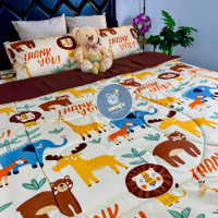 ราคา นอนอุ่น ผ้าห่มนวม ขนาด6ฟุต สินค้าขายดี NA7-0015สวนสัตว์ครีม 6ฟุต 1ผืน (12754370)