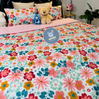 ราคา นอนอุ่น ผ้าห่มนวม ขนาด6ฟุต สินค้าขายดี NA7-0024ดอกไม้หลากสี 6ฟุต 1ผืน (12754379)