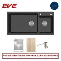 ราคา EVE ซิงค์แกรนิต ซิงค์ล้างจานสีดำ CRESTSTONE 980/490 BLACK (12785234)