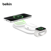 ราคา Belkin แท่นชาร์จไร้สายแม่เหล็กแบบ 3-in-1 เทคโนโลยี Qi2 กำลังไฟ 15 วัตต์ รองรับ iPhone 16 Series รุ่น WIZ022 White (12771646)